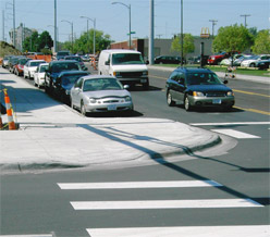 A wheelchair-accessible curb.