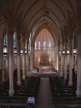 A view of St. John&rsquo;s Church sanctuary.